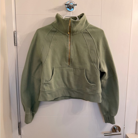 Lululemon Scuba Oversized Funnel Neck Green Half-Zip Pullover - Picture 2 of 5